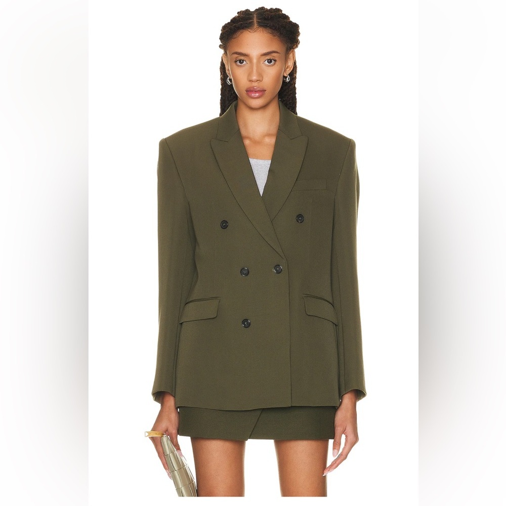 Reiss Olive Trench Coat Double-Breasted - Picture 7 of 7